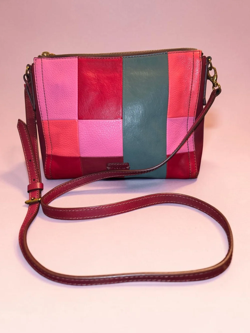 Fossil Patchwork Leather Crossbody Bag